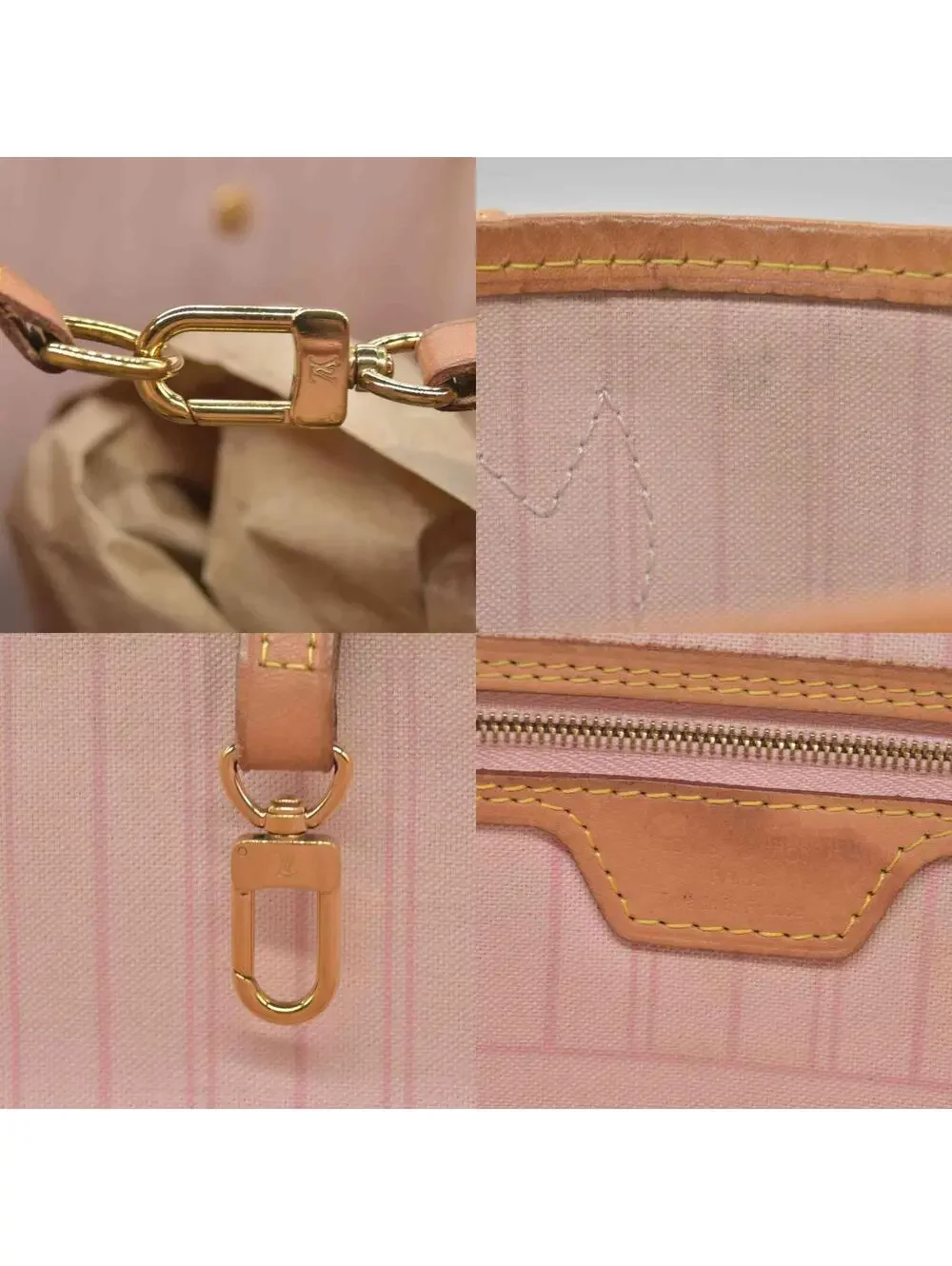$2170 Louis Vuitton Damier Azur Neo Neverfull MM Rose